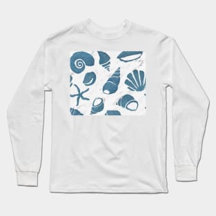 Azure South pacific sea shells - white marble Long Sleeve T-Shirt